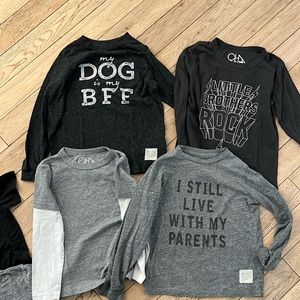 Gray and Black Long Sleeve Kids Tees Set